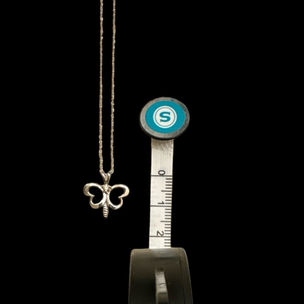 New! White Gold & Diamond Butterfly Pendant Necklace - Picture 4 of 7